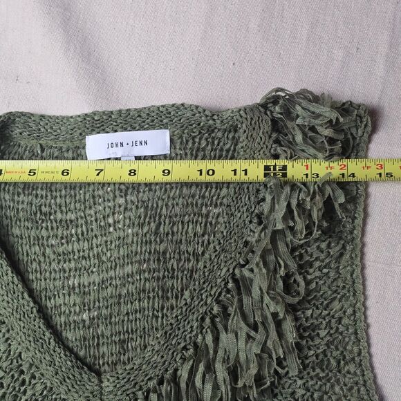 John & Jenn Crochet Fringe Top Olive Spice Women's Size Small Petite - Picture 4 of 13